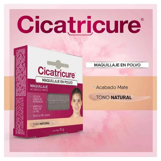 Cicatricure Compact Powder Makeup 10g – Natural Tone, Matte Finish