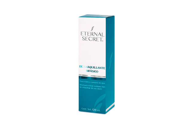 Desmaquillante bifásico Eternal Secret para rostro y contorno de ojos 120 ml