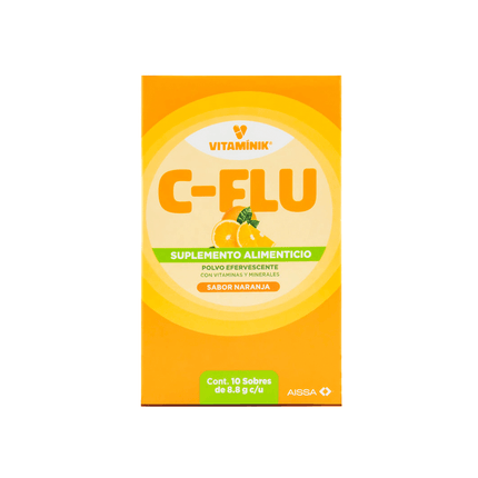 Polvo de ácido ascórbico 300 mg – Sabor a naranja – 10 sobres 