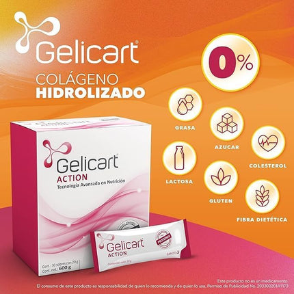 Gelicart Action® Hydrolyzed Collagen Powder – 30 Packets (20g Each)