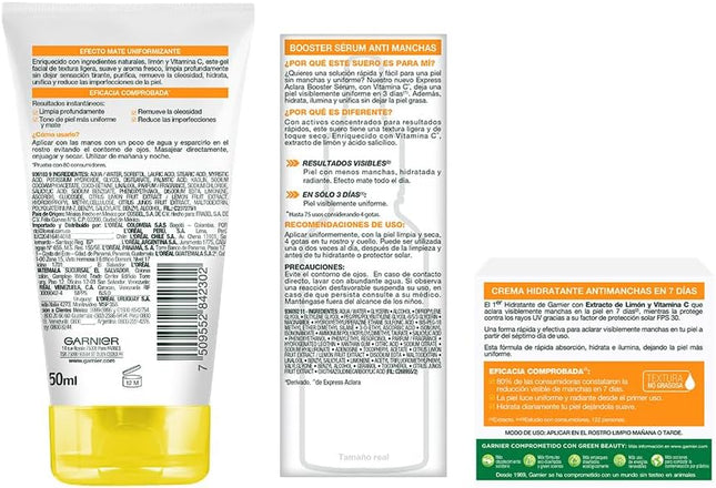 Garnier Express Aclara Vitamin C Skincare Kit (3 Pieces) – Serum, Moisturizer & Facial Cleanser