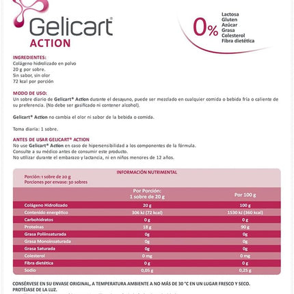 Gelicart Action® Hydrolyzed Collagen Powder – 30 Packets (20g Each)