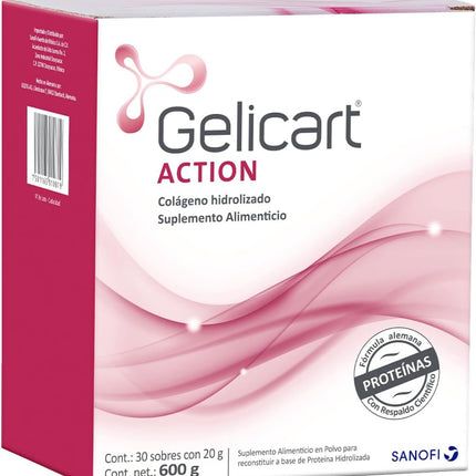 Gelicart Action® Hydrolyzed Collagen Powder – 30 Packets (20g Each)