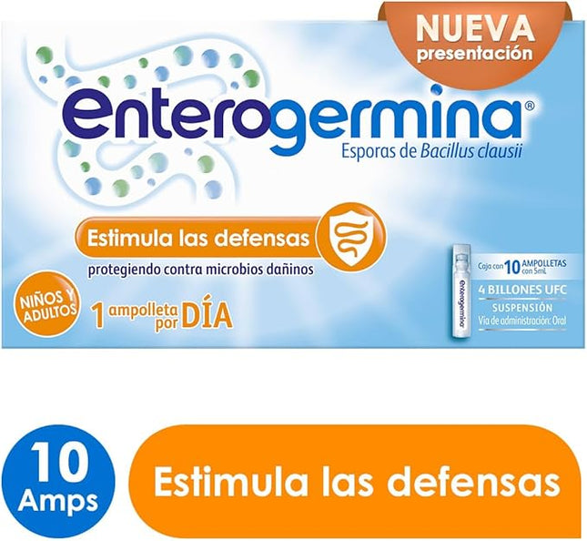 Enterogermina Probiotics – 4 Billion CFU – 10 Ampoules 5 mL Each