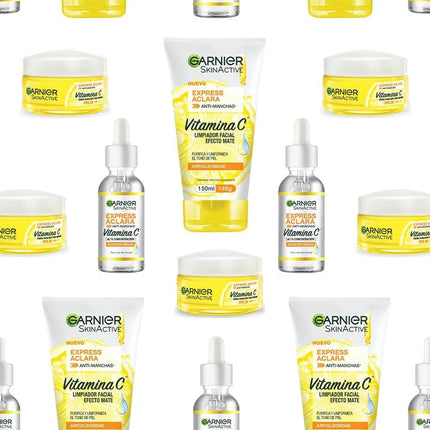 Kit de cuidado de la piel con vitamina C Aclara de Garnier Express (3 piezas): sérum, crema hidratante y limpiador facial