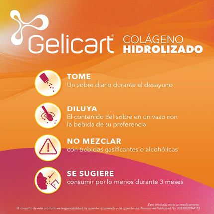 Colágeno hidrolizado en polvo Gelicart Action® – Paquete de 3 cajas (90 sobres de 20 g cada uno)