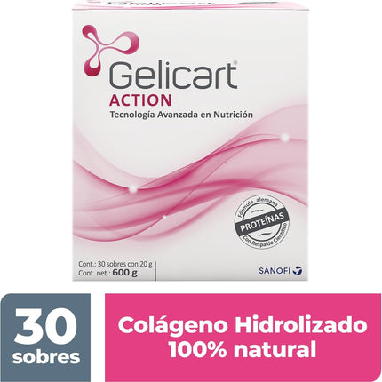 Gelicart Action® Hydrolyzed Collagen Powder – 30 Packets (20g Each)