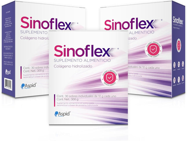 Sinoflex® Hydrolyzed Collagen Powder – 3 Box Bundle (90 Packets Total, 10g Each) – Unflavored