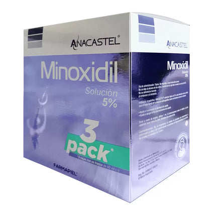 Anacastel Minoxidil 5% – Paquete de 3, 60 ml cada uno – Tratamiento para la caída del cabello