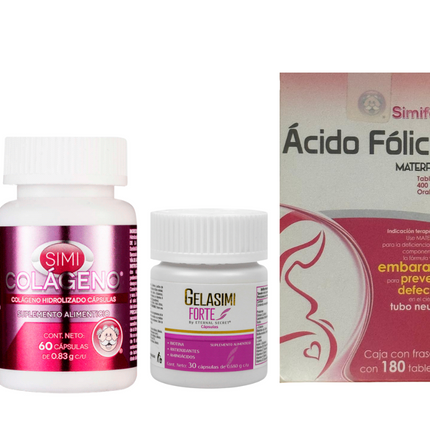 Gelasimi Forte + Simi Colágeno + Ácido Fólico Materfol – 3 Pack