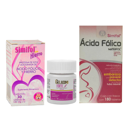 Gelasimi Forte + Simi Colágeno + Ácido Fólico Materfol – 3 Pack